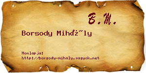 Borsody Mihály névjegykártya